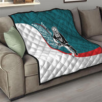 Personalised Aotearoa Lawn Bowls Quilt Maori Warrior and Silver Fern Sporty Style Teal LT03 - Polynesian Pride