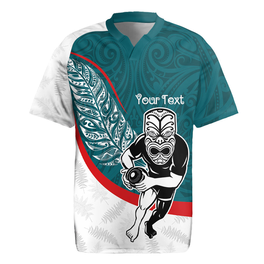 Personalised Aotearoa Lawn Bowls Rugby Jersey Maori Warrior and Silver Fern Sporty Style Teal LT03 Teal - Polynesian Pride