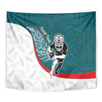Personalised Aotearoa Lawn Bowls Tapestry Maori Warrior and Silver Fern Sporty Style Teal LT03 - Polynesian Pride