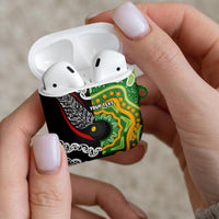 Personalised Aotearoa and Australia Lawn Bowls AirPods Case Maori Fern and Aboriginal Pattern LT03 - Polynesian Pride