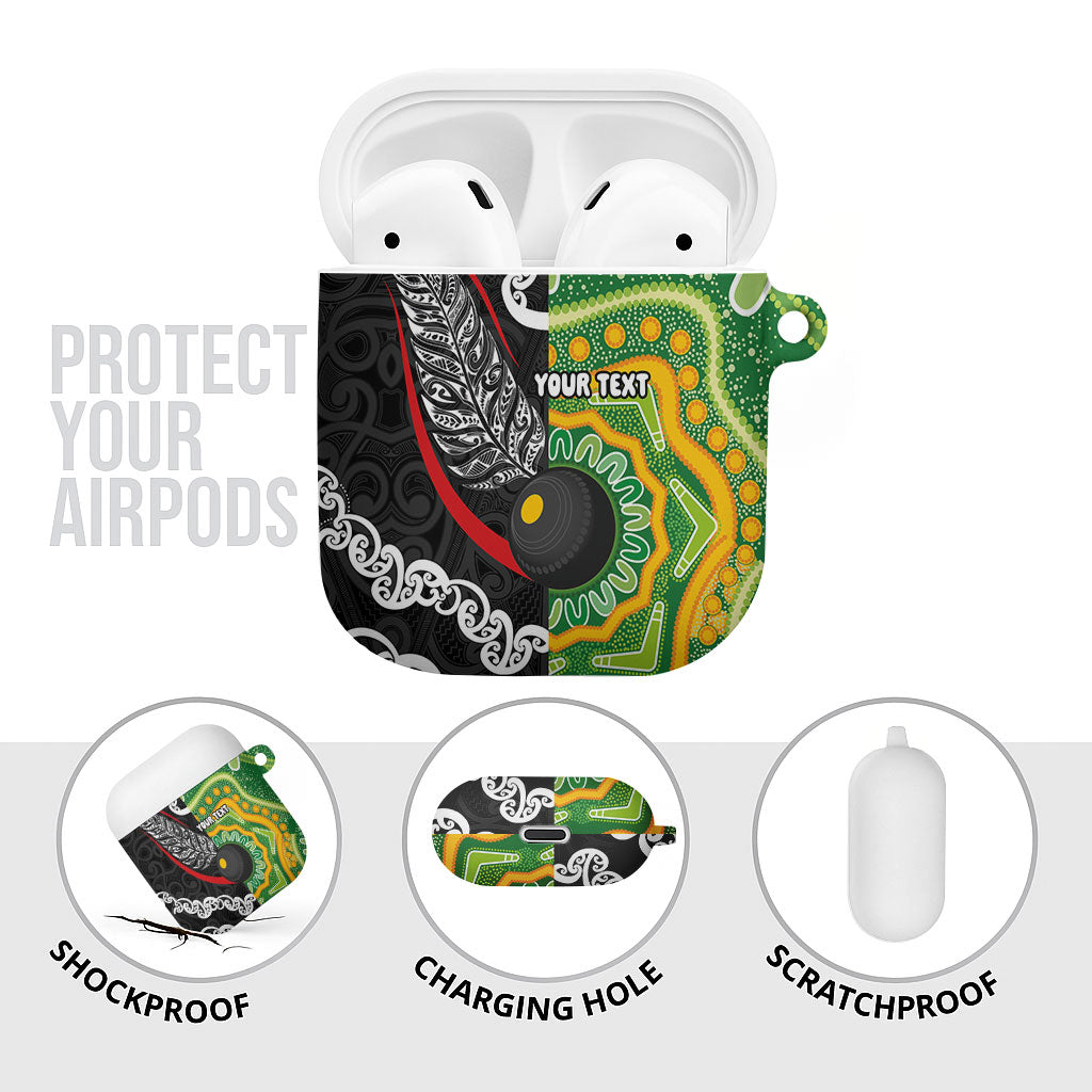 Personalised Aotearoa and Australia Lawn Bowls AirPods Case Maori Fern and Aboriginal Pattern LT03 - Polynesian Pride