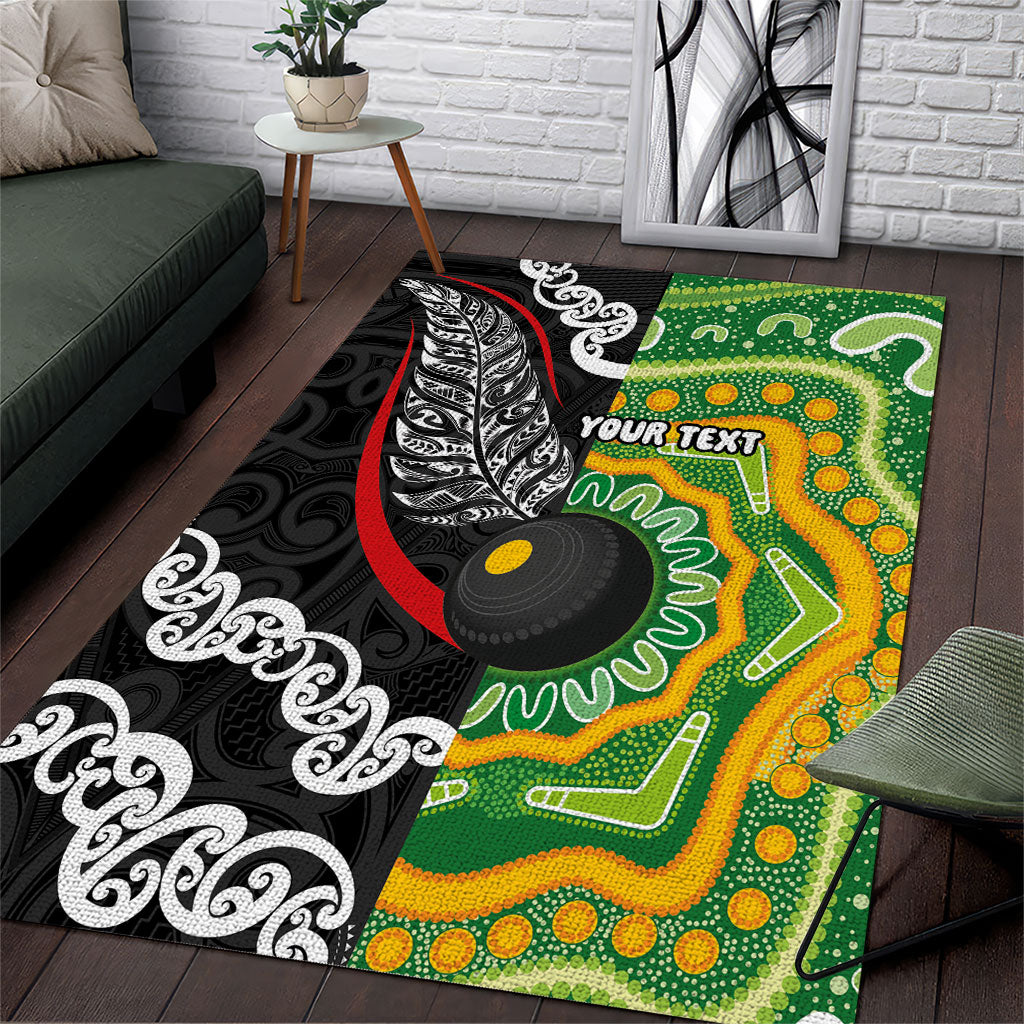 Personalised Aotearoa and Australia Lawn Bowls Area Rug Maori Fern and Aboriginal Pattern LT03 Multicolor - Polynesian Pride
