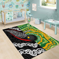Personalised Aotearoa and Australia Lawn Bowls Area Rug Maori Fern and Aboriginal Pattern LT03 - Polynesian Pride