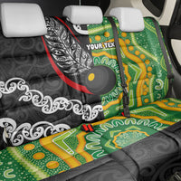 Personalised Aotearoa and Australia Lawn Bowls Back Car Seat Cover Maori Fern and Aboriginal Pattern LT03 - Polynesian Pride