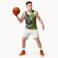 Personalised Aotearoa and Australia Lawn Bowls Basketball Jersey Maori Fern and Aboriginal Pattern LT03 - Polynesian Pride
