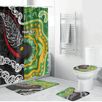 Personalised Aotearoa and Australia Lawn Bowls Bathroom Set Maori Fern and Aboriginal Pattern