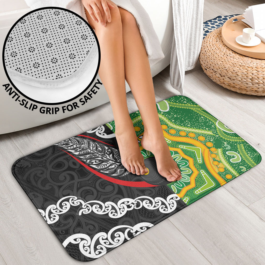 Personalised Aotearoa and Australia Lawn Bowls Bathroom Set Maori Fern and Aboriginal Pattern