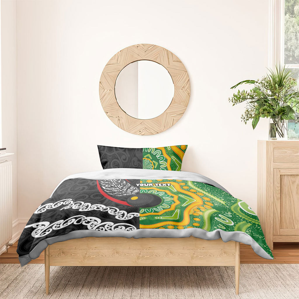 Personalised Aotearoa and Australia Lawn Bowls Bedding Set Maori Fern and Aboriginal Pattern LT03 - Polynesian Pride