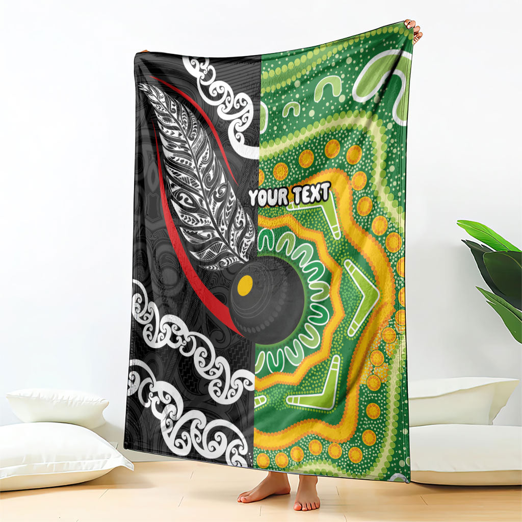 Personalised Aotearoa and Australia Lawn Bowls Blanket Maori Fern and Aboriginal Pattern LT03 - Polynesian Pride