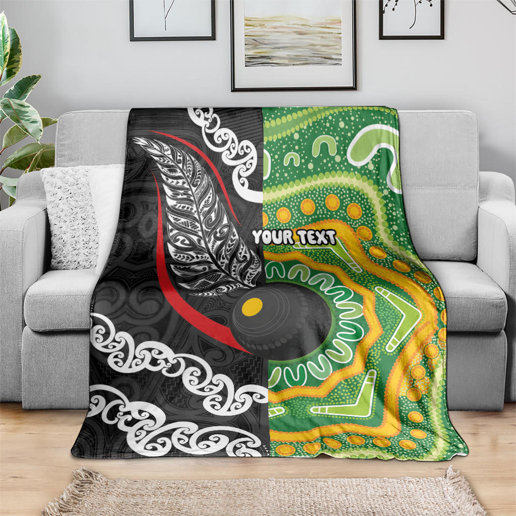 Personalised Aotearoa and Australia Lawn Bowls Blanket Maori Fern and Aboriginal Pattern LT03 - Polynesian Pride