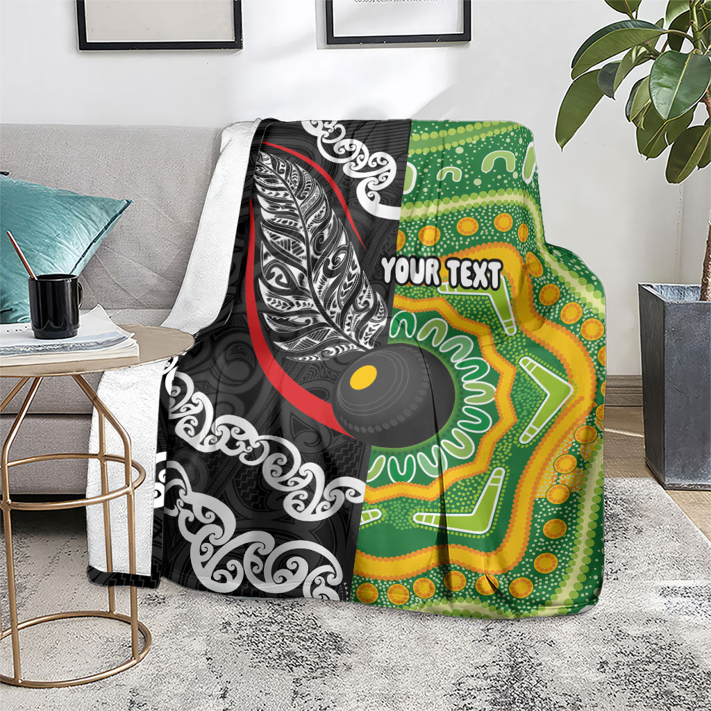 Personalised Aotearoa and Australia Lawn Bowls Blanket Maori Fern and Aboriginal Pattern LT03 - Polynesian Pride