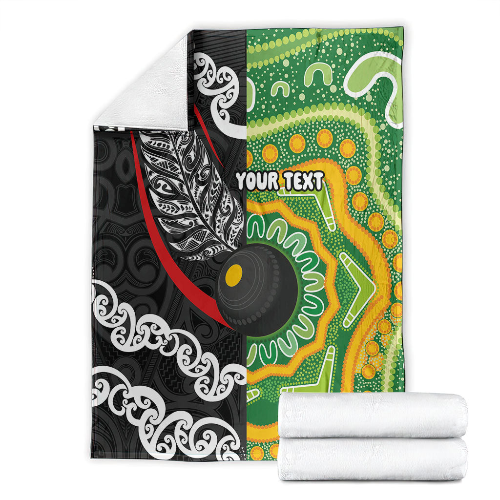 Personalised Aotearoa and Australia Lawn Bowls Blanket Maori Fern and Aboriginal Pattern LT03 - Polynesian Pride