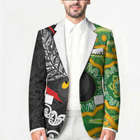 Personalised Aotearoa and Australia Lawn Bowls Blazer Maori Fern and Aboriginal Pattern