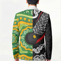 Personalised Aotearoa and Australia Lawn Bowls Blazer Maori Fern and Aboriginal Pattern