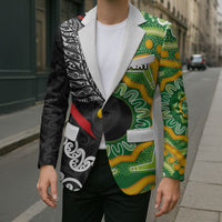 Personalised Aotearoa and Australia Lawn Bowls Blazer Maori Fern and Aboriginal Pattern