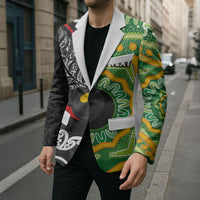 Personalised Aotearoa and Australia Lawn Bowls Blazer Maori Fern and Aboriginal Pattern