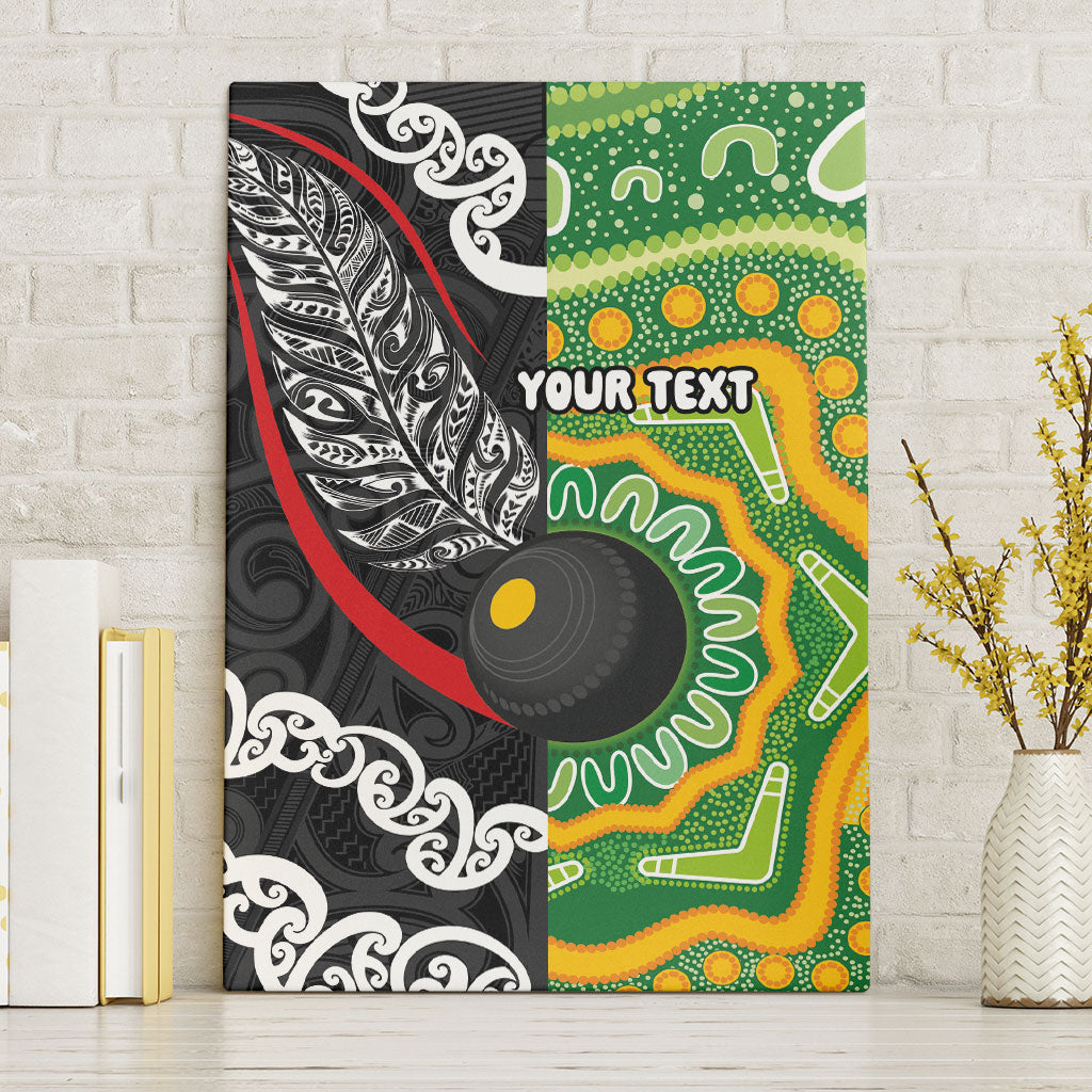 Personalised Aotearoa and Australia Lawn Bowls Canvas Wall Art Maori Fern and Aboriginal Pattern LT03 Without Frame Multicolor - Polynesian Pride