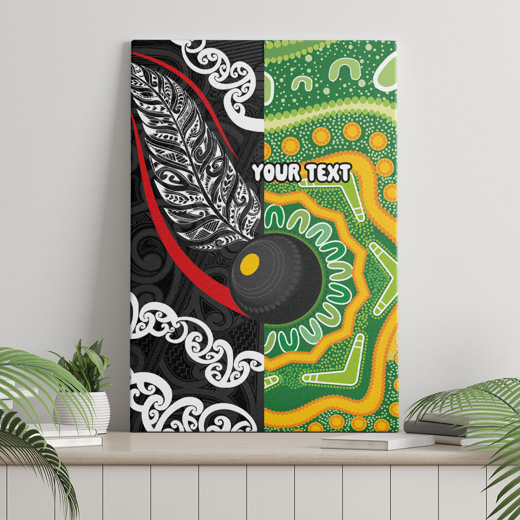 Personalised Aotearoa and Australia Lawn Bowls Canvas Wall Art Maori Fern and Aboriginal Pattern LT03 - Polynesian Pride