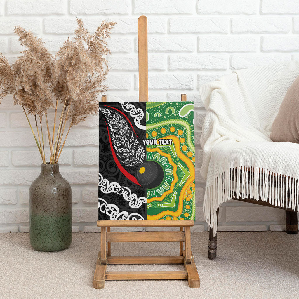 Personalised Aotearoa and Australia Lawn Bowls Canvas Wall Art Maori Fern and Aboriginal Pattern LT03 - Polynesian Pride