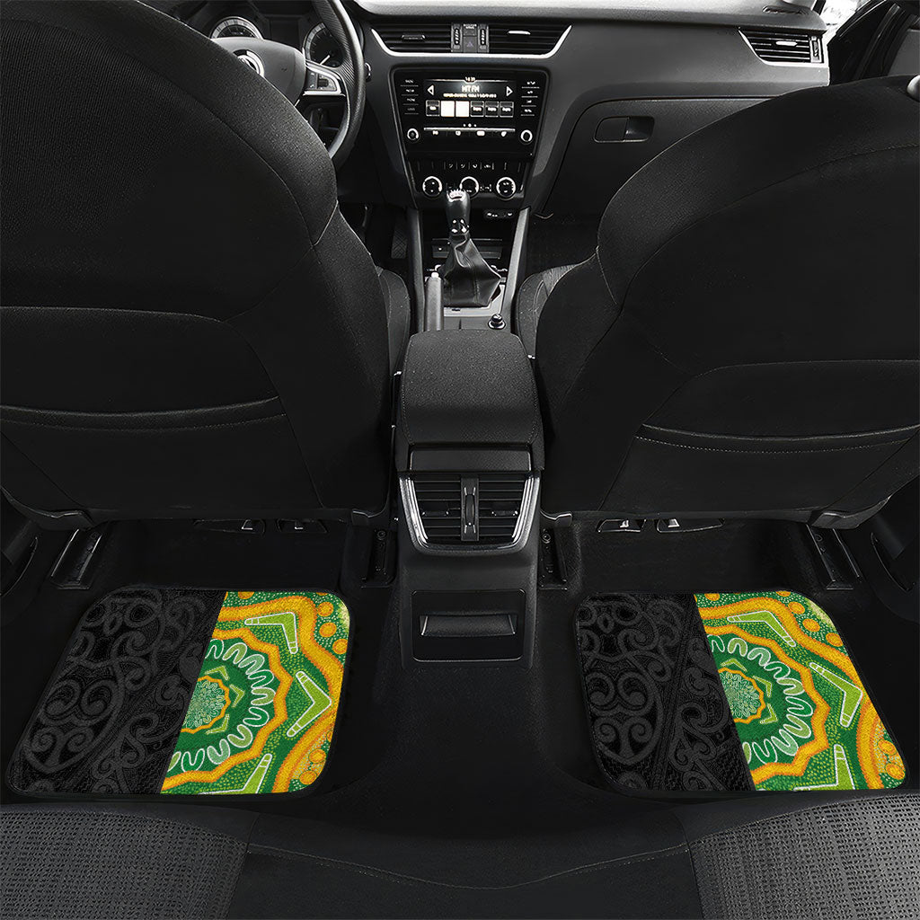 Aotearoa and Australia Lawn Bowls Car Mats Maori Fern and Aboriginal Pattern