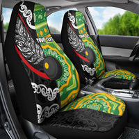 Personalised Aotearoa and Australia Lawn Bowls Car Seat Cover Maori Fern and Aboriginal Pattern LT03 - Polynesian Pride