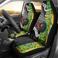 Personalised Aotearoa and Australia Lawn Bowls Car Seat Cover Maori Fern and Aboriginal Pattern LT03 - Polynesian Pride