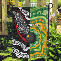 Personalised Aotearoa and Australia Lawn Bowls Garden Flag Maori Fern and Aboriginal Pattern LT03 Garden Flag Multicolor - Polynesian Pride