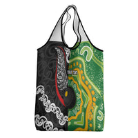 Personalised Aotearoa and Australia Lawn Bowls Grocery Bag Maori Fern and Aboriginal Pattern LT03 - Polynesian Pride