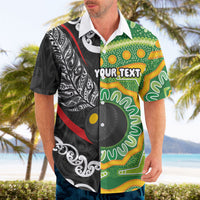 Personalised Aotearoa and Australia Lawn Bowls Hawaiian Shirt Maori Fern and Aboriginal Pattern LT03 - Polynesian Pride