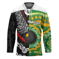 Personalised Aotearoa and Australia Lawn Bowls Hockey Jersey Maori Fern and Aboriginal Pattern LT03 Unisex Multicolor - Polynesian Pride