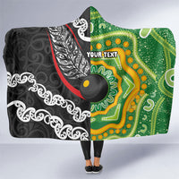 Personalised Aotearoa and Australia Lawn Bowls Hooded Blanket Maori Fern and Aboriginal Pattern LT03 One Size Multicolor - Polynesian Pride