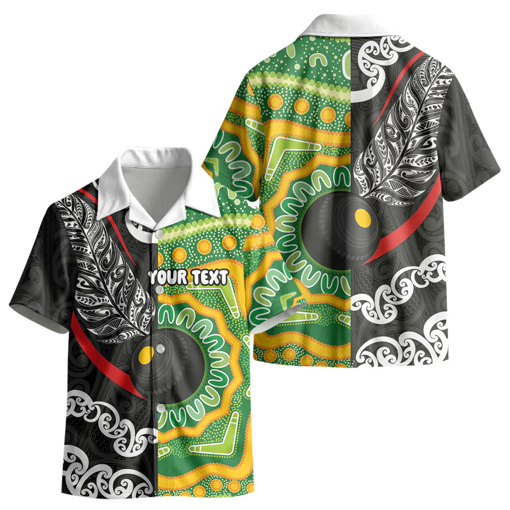Personalised Aotearoa and Australia Lawn Bowls Kid Hawaiian Shirt Maori Fern and Aboriginal Pattern LT03 - Polynesian Pride