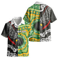 Personalised Aotearoa and Australia Lawn Bowls Kid Hawaiian Shirt Maori Fern and Aboriginal Pattern LT03 - Polynesian Pride