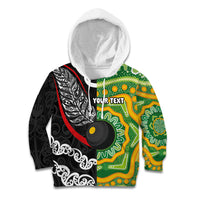 Personalised Aotearoa and Australia Lawn Bowls Kid Hoodie Maori Fern and Aboriginal Pattern LT03 Hoodie Multicolor - Polynesian Pride