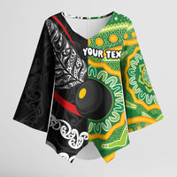 Personalised Aotearoa and Australia Lawn Bowls Kimono Sleeve Blouse Maori Fern and Aboriginal Pattern LT03 Female Multicolor - Polynesian Pride