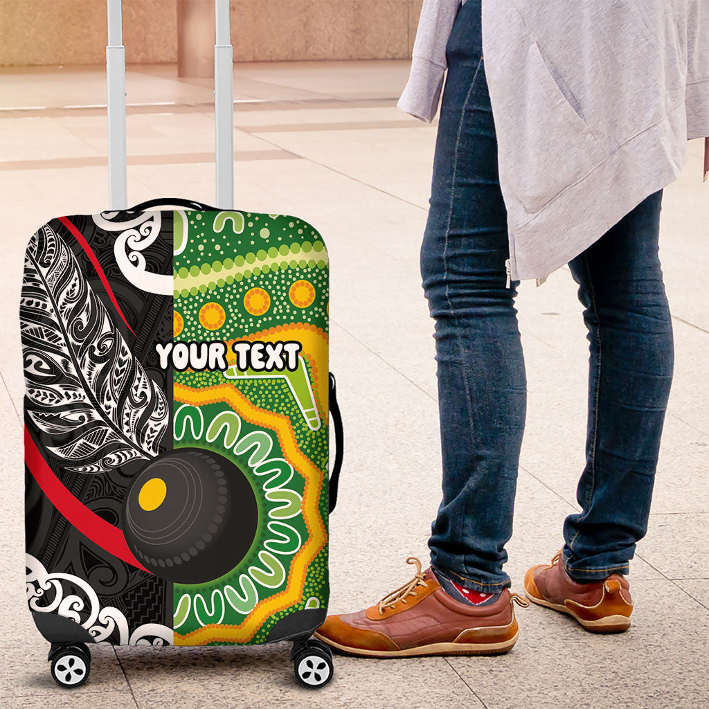 Personalised Aotearoa and Australia Lawn Bowls Luggage Cover Maori Fern and Aboriginal Pattern LT03 Multicolor - Polynesian Pride