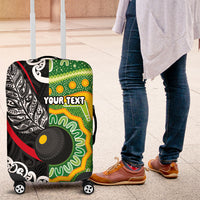 Personalised Aotearoa and Australia Lawn Bowls Luggage Cover Maori Fern and Aboriginal Pattern LT03 Multicolor - Polynesian Pride