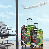 Personalised Aotearoa and Australia Lawn Bowls Luggage Cover Maori Fern and Aboriginal Pattern LT03 - Polynesian Pride