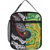 Personalised Aotearoa and Australia Lawn Bowls Lunch Bag Maori Fern and Aboriginal Pattern