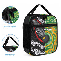 Personalised Aotearoa and Australia Lawn Bowls Lunch Bag Maori Fern and Aboriginal Pattern