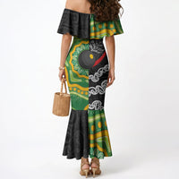 Personalised Aotearoa and Australia Lawn Bowls Mermaid Dress Maori Fern and Aboriginal Pattern LT03 - Polynesian Pride