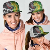 Aotearoa and Australia Lawn Bowls Mesh Trucker Cap Maori Fern and Aboriginal Pattern
