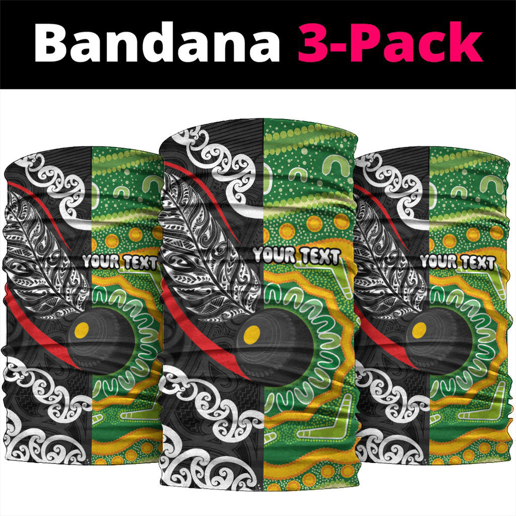 Personalised Aotearoa and Australia Lawn Bowls Neck Gaiter Maori Fern and Aboriginal Pattern LT03 package One Size: 25*50cm Multicolor - Polynesian Pride