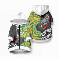 Personalised Aotearoa and Australia Lawn Bowls Pet Hoodie Maori Fern and Aboriginal Pattern LT03 Zip-up Multicolor - Polynesian Pride