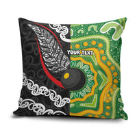 Personalised Aotearoa and Australia Lawn Bowls Pillow Cover Maori Fern and Aboriginal Pattern