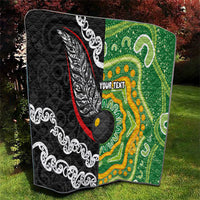 Personalised Aotearoa and Australia Lawn Bowls Quilt Maori Fern and Aboriginal Pattern