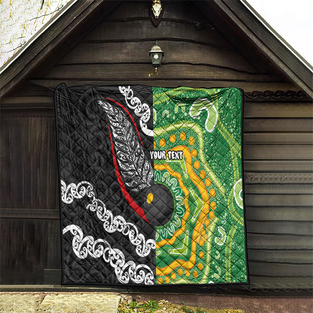Personalised Aotearoa and Australia Lawn Bowls Quilt Maori Fern and Aboriginal Pattern