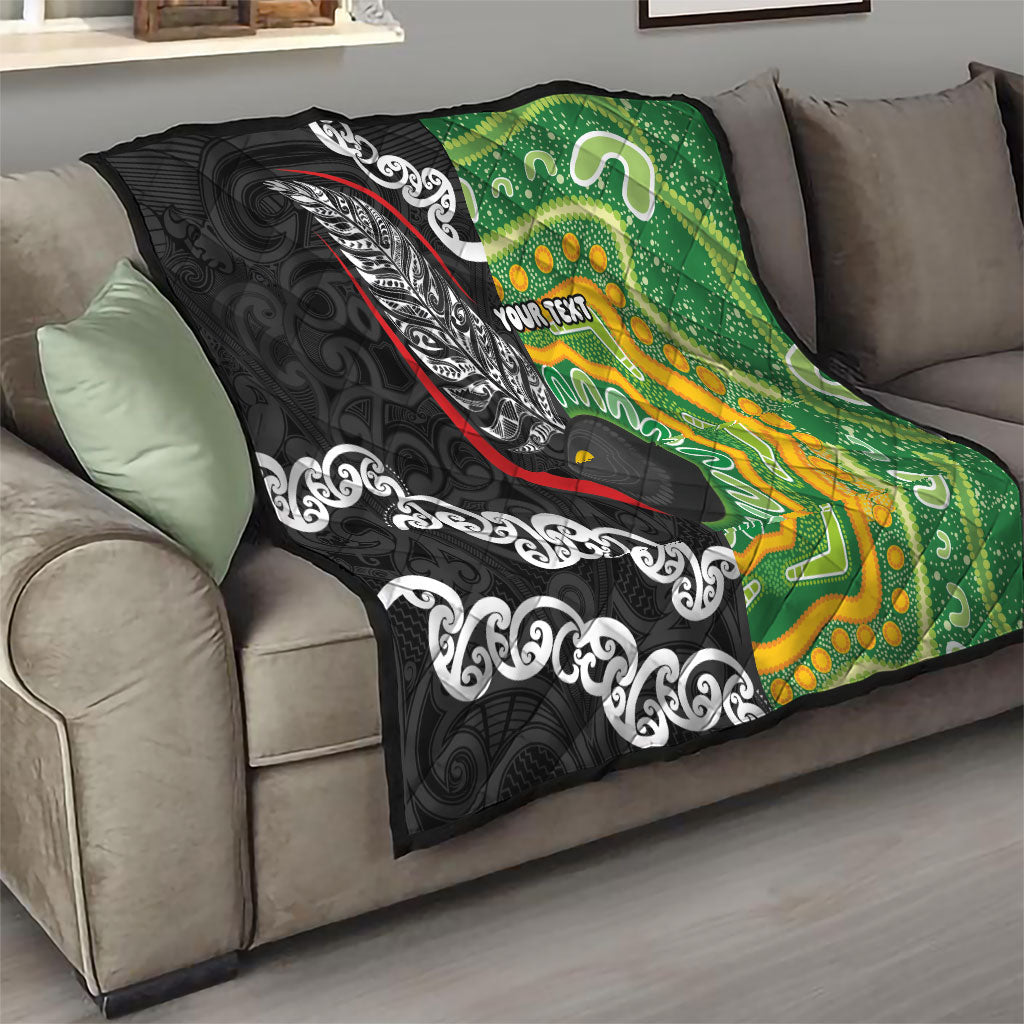 Personalised Aotearoa and Australia Lawn Bowls Quilt Maori Fern and Aboriginal Pattern