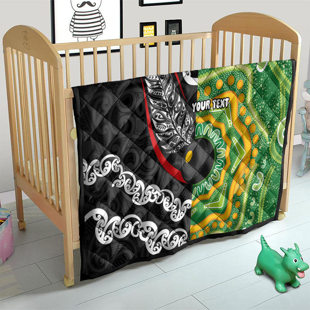 Personalised Aotearoa and Australia Lawn Bowls Quilt Maori Fern and Aboriginal Pattern