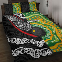 Personalised Aotearoa and Australia Lawn Bowls Quilt Bed Set Maori Fern and Aboriginal Pattern LT03 Multicolor - Polynesian Pride